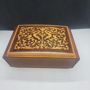 Vintage Wooden Reuge Swiss Music Box - Plays Love Story - Italy See Description